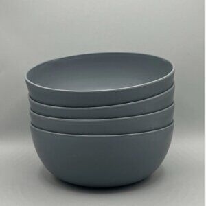 Set of 4 MAINSTAYS Plastic Cereal Salad Bowls Round 38oz BPA Free Grey